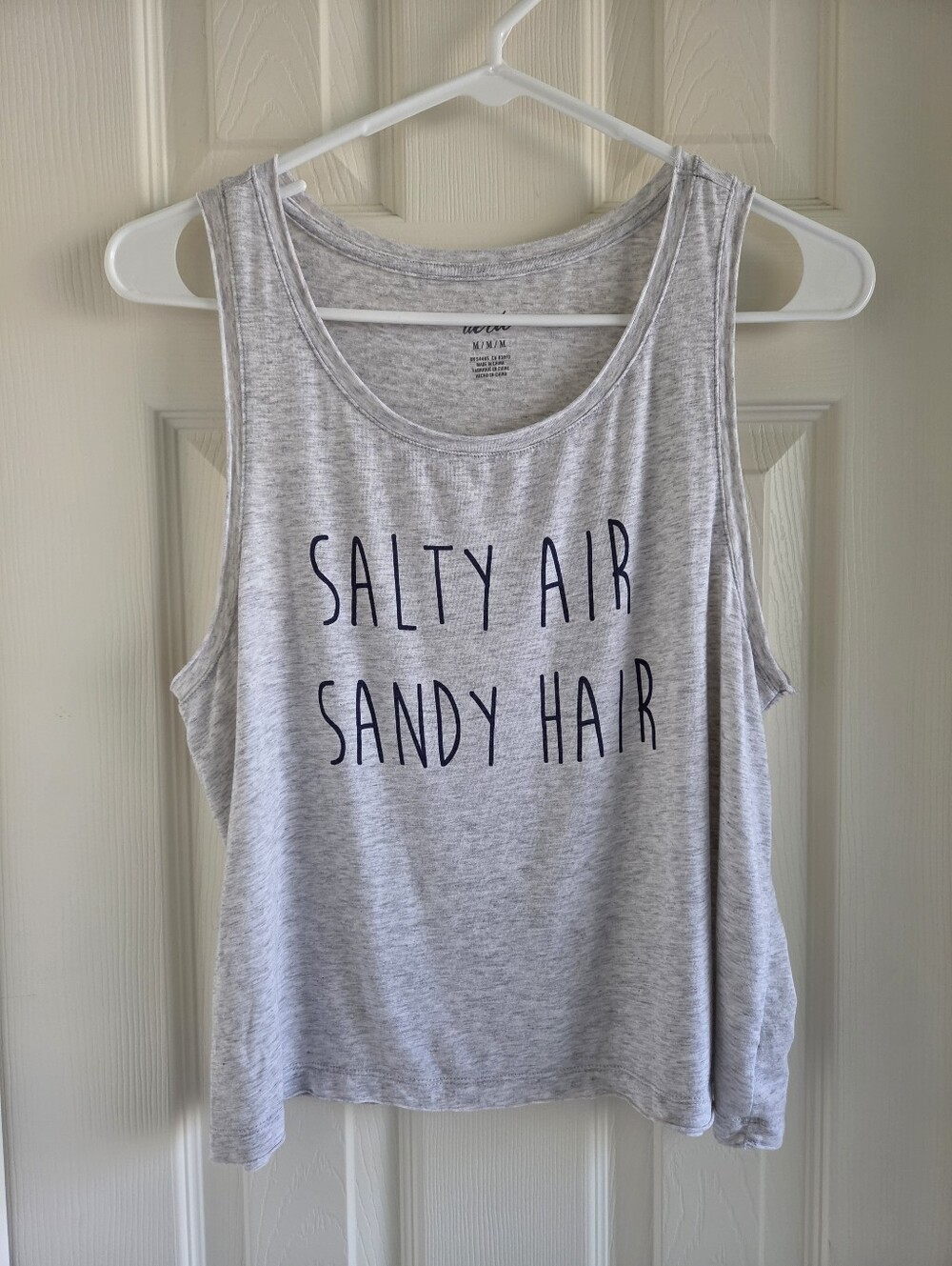 Aerie Salty Air Sandy Hair Graphic Crop Tank Top Grey Size M Beach Boho
